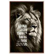 Quadro Leão de Judá Nomes de Deus Luxo com Moldura Em Canvas 60x90cm Quadro Leão de Judá Nomes de Deus Luxo com Moldura Em Canvas 60x90cm