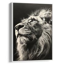 Quadro Leão em Silêncio Sob o Céu Noturno