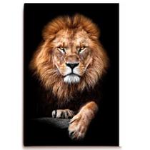 Quadro Leão luxo em tecido canvas 90x60 - Pura arts