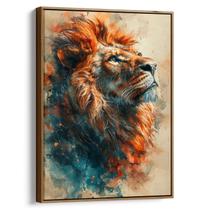 Quadro Leão Majestoso nas Chamas da Eternidade
