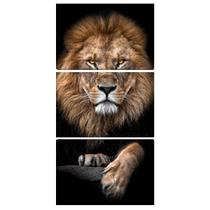 Quadro Leão Majestoso Sala Parede Decorativo Quarto Trio Kit