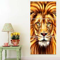 Quadro Leão Pintura Decorativo Mosaico 60x120 Parede Sala Quadro Leão Pintura Decorativo Mosaico 60x120 Parede Sala