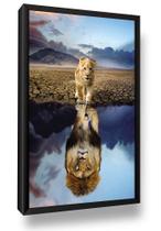 Quadro Leão Reflexo Evolução Sala Grande Moldura Quadro Leão Reflexo Evolução Sala Grande Moldura