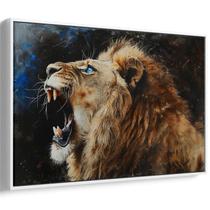 Quadro Leão Rugidor em Noite de Tempestade