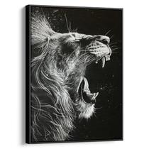 Quadro Leão Rugindo para as Estrelas do Universo