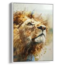 Quadro Leão Sereno no Horizonte Dourado