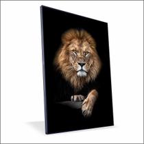 Quadro Leão Soberano Vinil Com Vidro