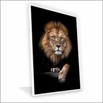 Quadro Leão Soberano Vinil Com Vidro