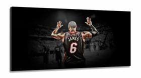 Quadro Lebron James Basquete com Tela em Tecido Canvas 130x60
