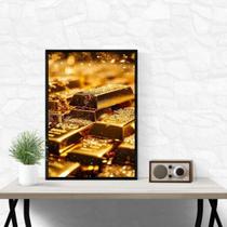 Quadro Lei Da Atração - Barras De Ouro 33X24Cm - Com Vidro