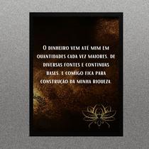 Quadro Lei Da Atração - Cocriação Dinheiro 24x18cm - com vidro