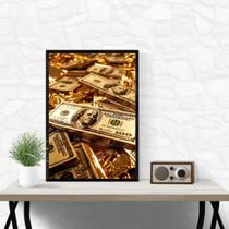Quadro Lei Da Atração Dinheiro - Dólares 24x18cm - com vidro