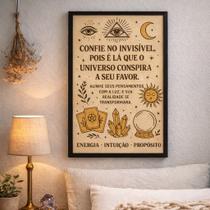 Quadro Lei da Atração Energia Universo 45x34cm Mold Branca Vidro