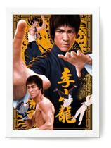 Quadro Lenda Bruce Lee Arte Marcial Kung Fu Moldura Branca