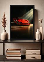 Quadro Lenda Vermelha Ferrari F40 Com vidro e Moldura Preta Tamanho:21cm x 30cm (A4)