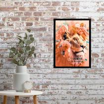 Quadro Leoa - Seja Forte e Corajosa 33x24cm - com vidro Quadro Leoa - Seja Forte e Corajosa 33x24cm - com vidro