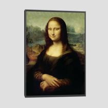 Quadro Leonardo Da Vinci Mona Lisa Tela Moldura Preta 95X63Cm