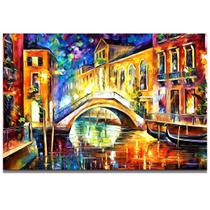 Quadro Leonid Afremov Ponte com Casas Abstrato Arte Sala Quadro Leonid Afremov Ponte com Casas Abstrato Arte Sala