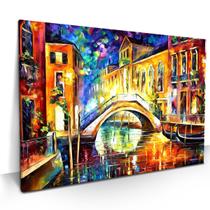 Quadro Leonid Afremov Ponte com Casas Abstrato Arte Sala Quadro Leonid Afremov Ponte com Casas Abstrato Arte Sala