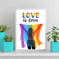 Quadro Lésbica Bandeira Love Is Love 24x18cm - com vidro