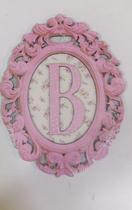 Quadro Letra B em Mdf Rosa