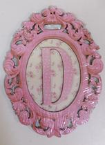 Quadro Letra D em Mdf Rosa Quadro Letra D em Mdf Rosa