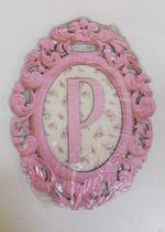 Quadro Letra P em Mdf Rosa Quadro Letra P em Mdf Rosa
