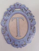 Quadro Letra T em Mdf Azul Quadro Letra T em Mdf Azul