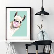 Quadro Lhama Bola Chiclete - 60X48Cm