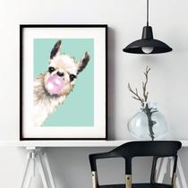 Quadro Lhama Bola Chiclete - 60x48cm