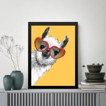 Quadro Lhama De Óculos - Coração 45X34Cm