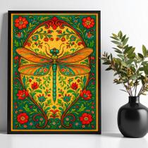 Quadro Libélula Boho Floral Farm 33X24Cm