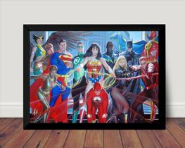 Quadro Liga Da Justiça Arte De Alex Ross Poster Moldurado