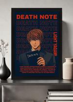 Quadro Light Yagami Death Note Com Vidro e Moldura Tamanho:21cm x 30cm (A4)