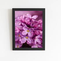 Quadro Lilás Violeta Flores Fotografia Moldura Preta 60x40cm