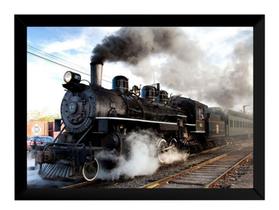 Quadro Linda Paisagem Trem Maria Fumaça Trilhos Ferrovia