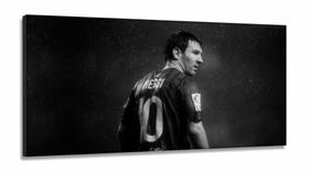 Quadro Lionel Messi Preto e Branco decorativo em Tecido Canvas 130x60 Quadro Lionel Messi Preto e Branco decorativo em Tecido Canvas 130x60