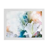 Quadro Lírio Páscoa Flores Colorido Moldura Branca 60X40Cm