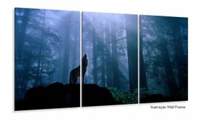 Quadro Lobo Uivando Paisagem decorativo Tela em Tecido 3 peças Quadro Lobo Uivando Paisagem decorativo Tela em Tecido 3 peças