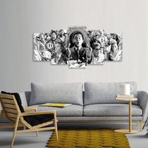 Quadro Lobo Wall Street Preto e Branco Mosaico 5 Peças