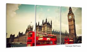 Quadro Londres Paisagem Retro Decorativo Em Tecido 3 Peças Quadro Londres Paisagem Retro Decorativo Em Tecido 3 Peças