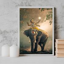 Quadro Lord Ganesha Elefante 45x34cm - com vidro