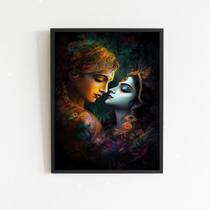 Quadro Lord Radha Krishna Love 33X24Cm - Com Vidro Preta