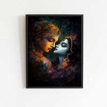 Quadro Lord Radha Krishna Love 45X34Cm - Com Vidro Preta