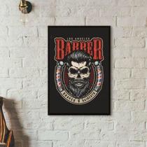 Quadro Los Angeles Barber Shop Moldura Preta 24X18Cm