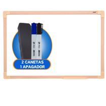 Quadro Lousa Branco 40x30cm MDF Carvalho + 2 Canetas + 1 Apagador Quadro Lousa Branco 40x30cm MDF Carvalho + 2 Canetas + 1 Apagador