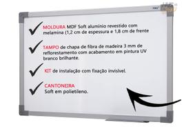Quadro Lousa Branco 90X60cm Moldura Mdf Alumínio Soft Stalo Quadro Lousa Branco 90X60cm Moldura Mdf Alumínio Soft Stalo