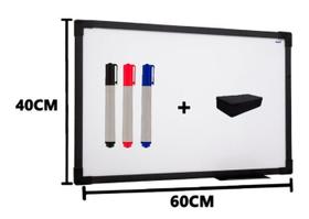 Quadro Lousa Branco Uv Soft Colors 60x40 Moldura Preta Stalo Acompanha Canetas e apagador