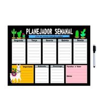 Quadro Lousa Lhama - Planejamento Agenda Semanal 40X60 Cm Metal PG03