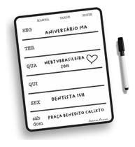 Quadro Lousa Magnetica 25x19 Semanal Geladeira Planner Dieta